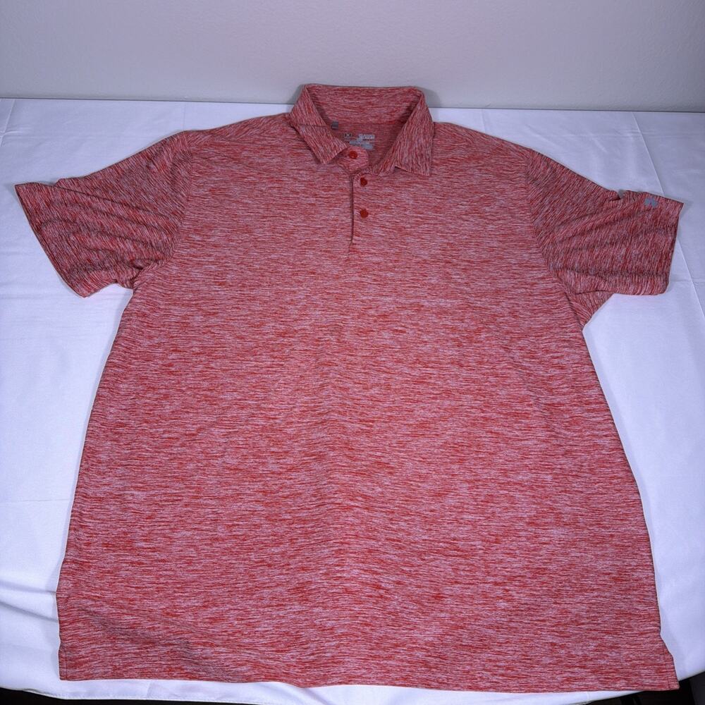 Under Armour Polo Shirt Mens 2XL Red Short Sleeve Golfer Stretch, Heat Gear